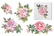Watercolor Garden Rose Clipart, a Decorative Illustration by Jeanna Draw (Thumbnail 5 of 11)