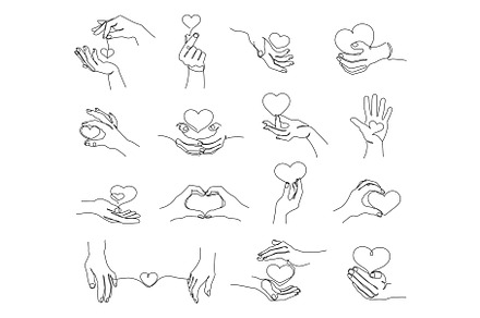One line hands holding heart. Hand, a Healthcare Illustration by winwin.art
