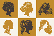 Female Portrait & Hair Silhouettes, an Object Graphic by Designgrove (Thumbnail 1 of 3)