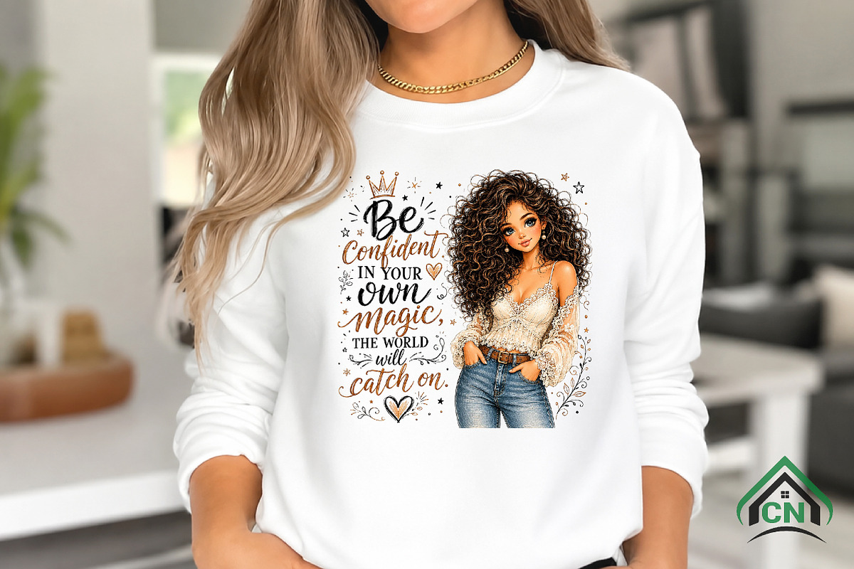 Brown Hair Girl Be Confident PNG, a Seasonal Illustration by Craft Nest (Photo 3 of 6)