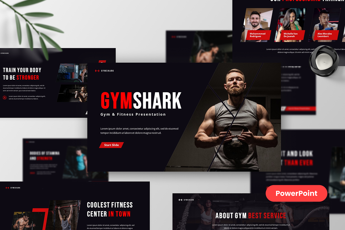 Gymshark - Gym & Fitness PowerPoint, a Design Template by MtvtdArt (Photo 1 of 5)