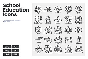 School Education Icons, an Outline Icon by erifqizeicon