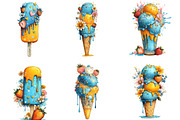 Summer Ice Cream with Strawberries, a Seasonal Illustration by Designking (Thumbnail 3 of 5)