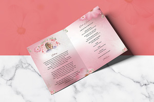 Pink Floral Funeral Program Template