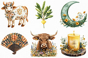 Watercolor Taurus Season Clipart, an Illustration by Craft Nest (Thumbnail 5 of 6)