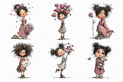 Whimsical Valentine Girl Clipart, an Illustration by Libby Wishes (Thumbnail 2 of 8)