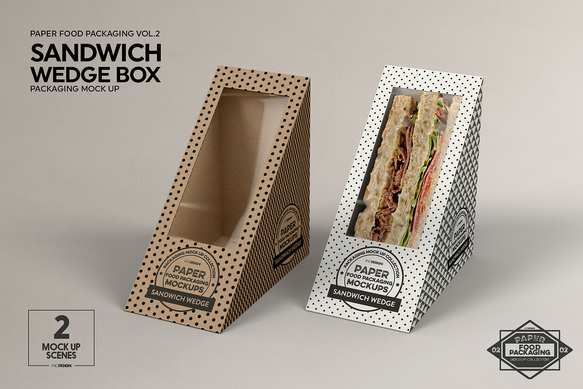Sandwich Wedge Box Packaging Mockup, a Cups & Container Mockup by INCDesign (Photo 2 of 10)