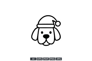 Christmas Dog Santa Hat Logo, a Branding & Logo Template by Vectorium Studio