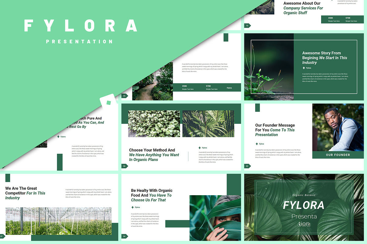 Fylora - Organic Botanic PowerPoint, a Presentation Template by Raseuki (Photo 1 of 6)