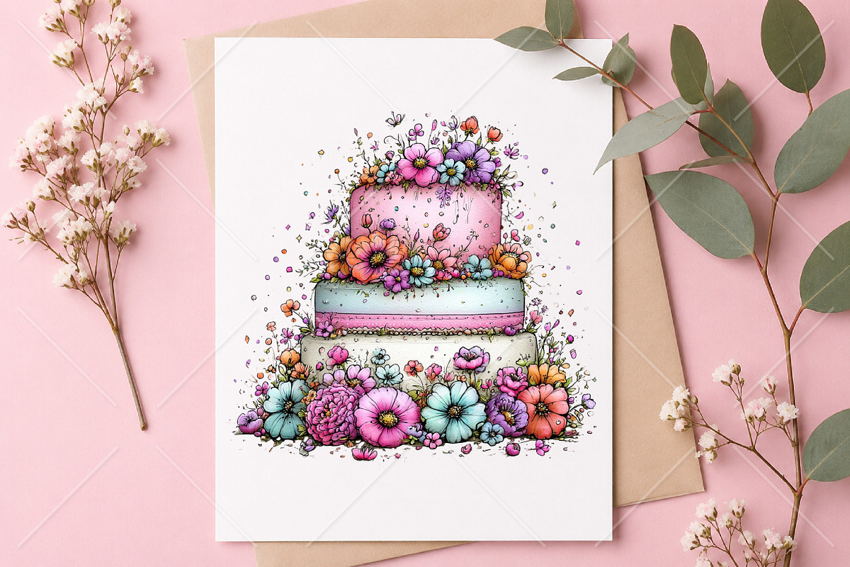 Watercolor Birthday Clipart Bundle, a Seasonal Illustration by Canvas Craft (Photo 10 of 10)