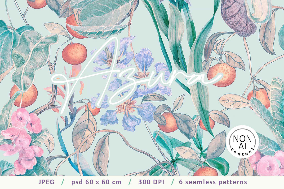 Azura. Tropical pattern, a Pattern Graphic by emeraldthue (Photo 1 of 6)