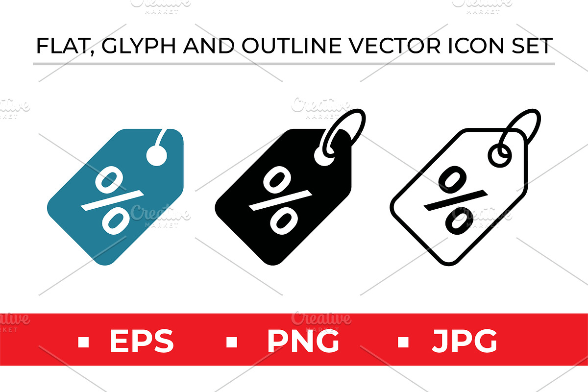 Percentage Price Tag Icons, an Outline Icon by Artonix (Photo 1 of 2)