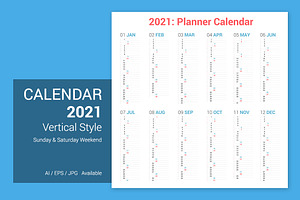 Calendar 2021 Vertical Design