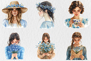 Forget Me Not Watercolor Clipart, a Person Illustration by Rose Art (Thumbnail 2 of 4)