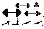 Fitness Workout Silhouette Icon Set, an Illustration by musafir_fashion (Thumbnail 29 of 51)