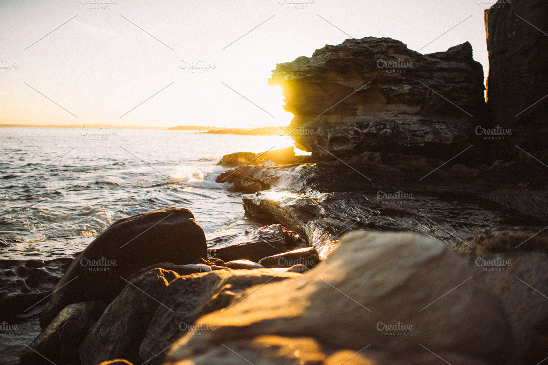 Rocky Beach At Sunset