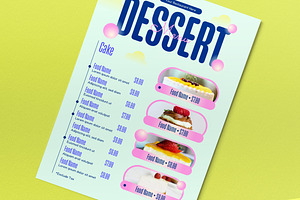 Light Blue Y2K Dessert Food Menu