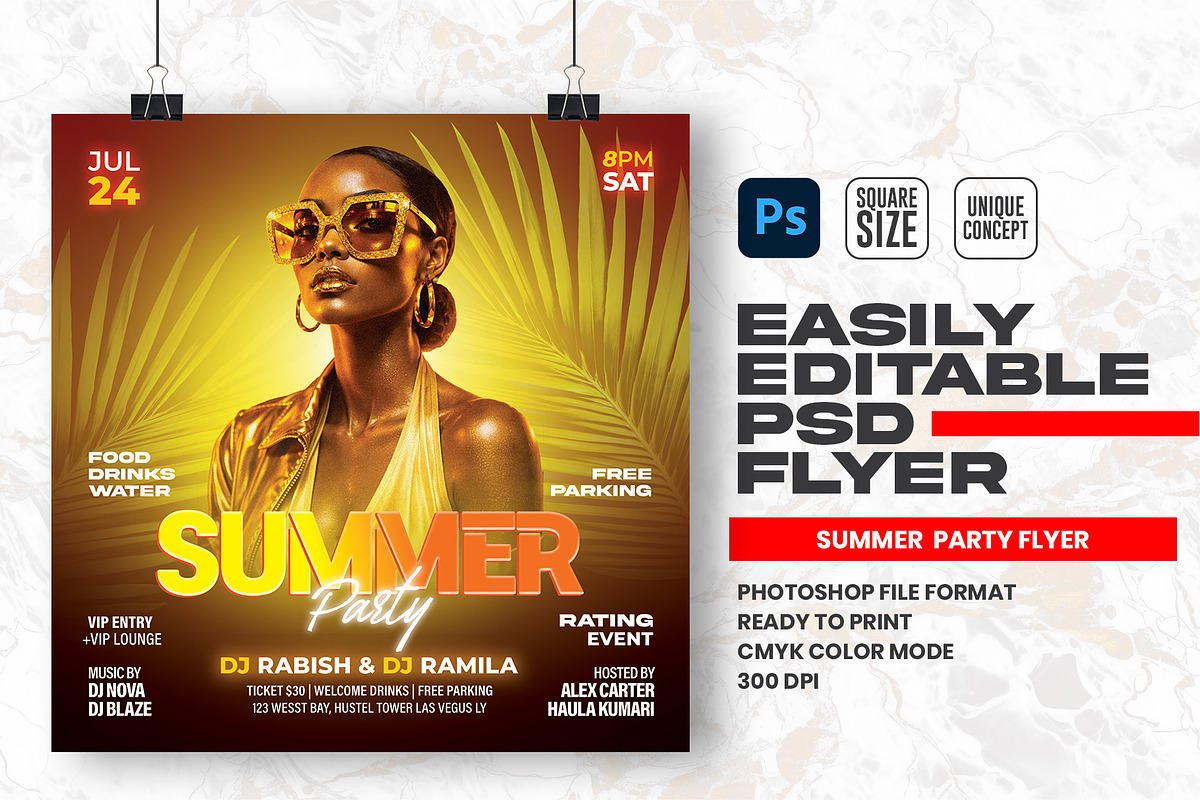 Summer Party Flyer Design Template, a Flyer Template by Shajib Shikder (Photo 1 of 2)