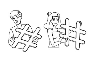 symbol hashtag people vector, a Person Illustration by pikepicture
