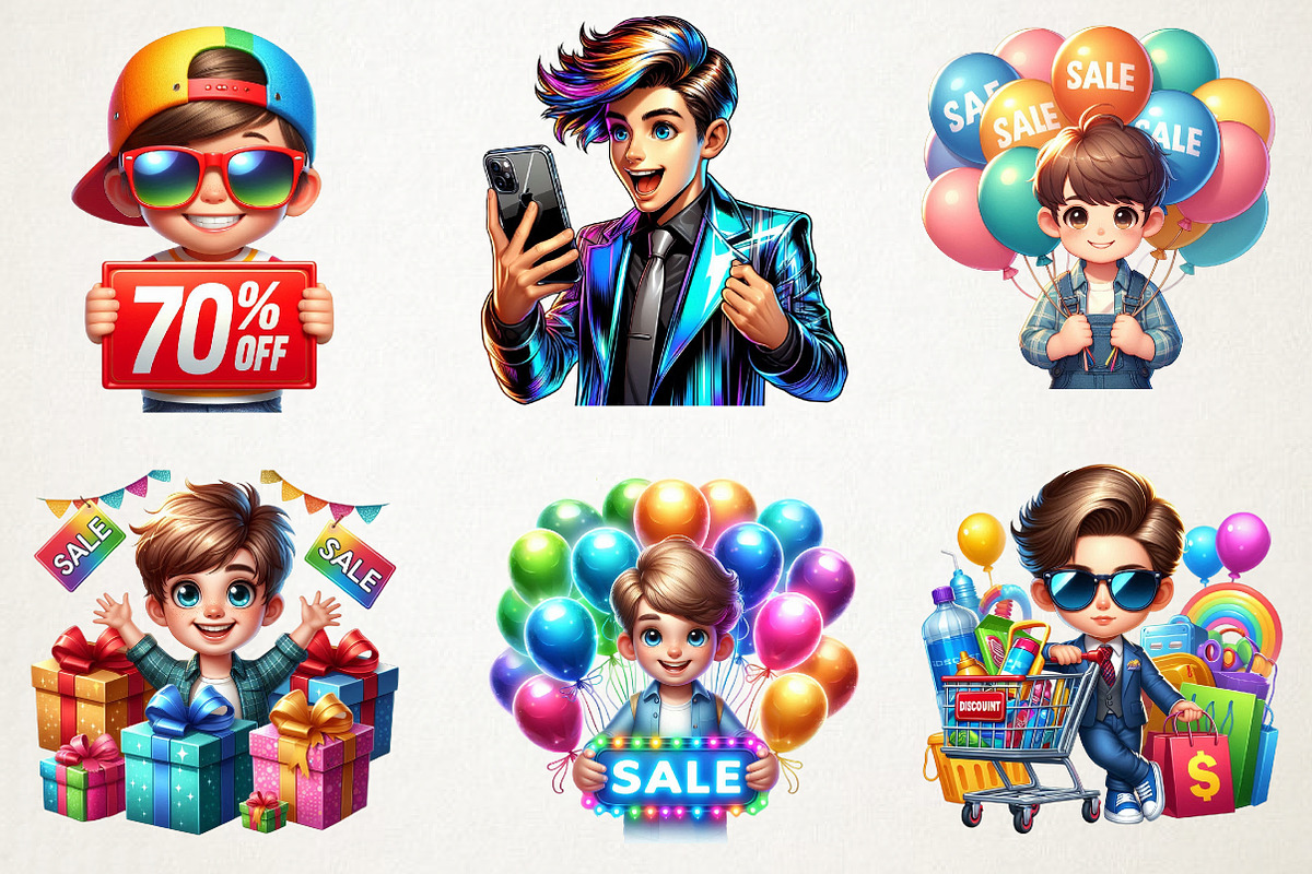 Black Friday Boy Sublimation Clipart, an Illustration by RobertsArt (Photo 3 of 5)