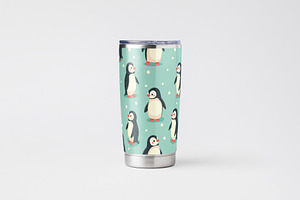 10 Penguin Doodle Seamless Patterns