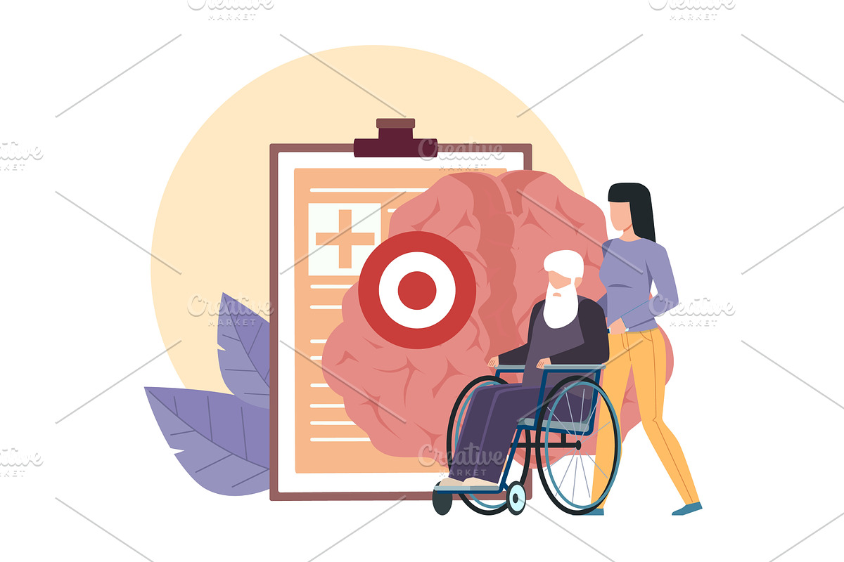 Elderly diseases. Woman carries, an Object Illustration by YummyBuum