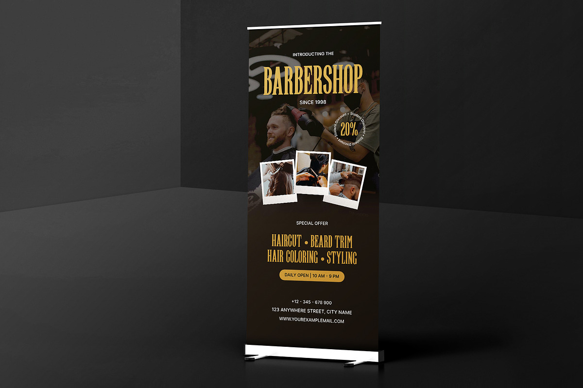 Modern Barbershop Roll-Up Banner, a Stationery Template by Neermana (Photo 2 of 4)