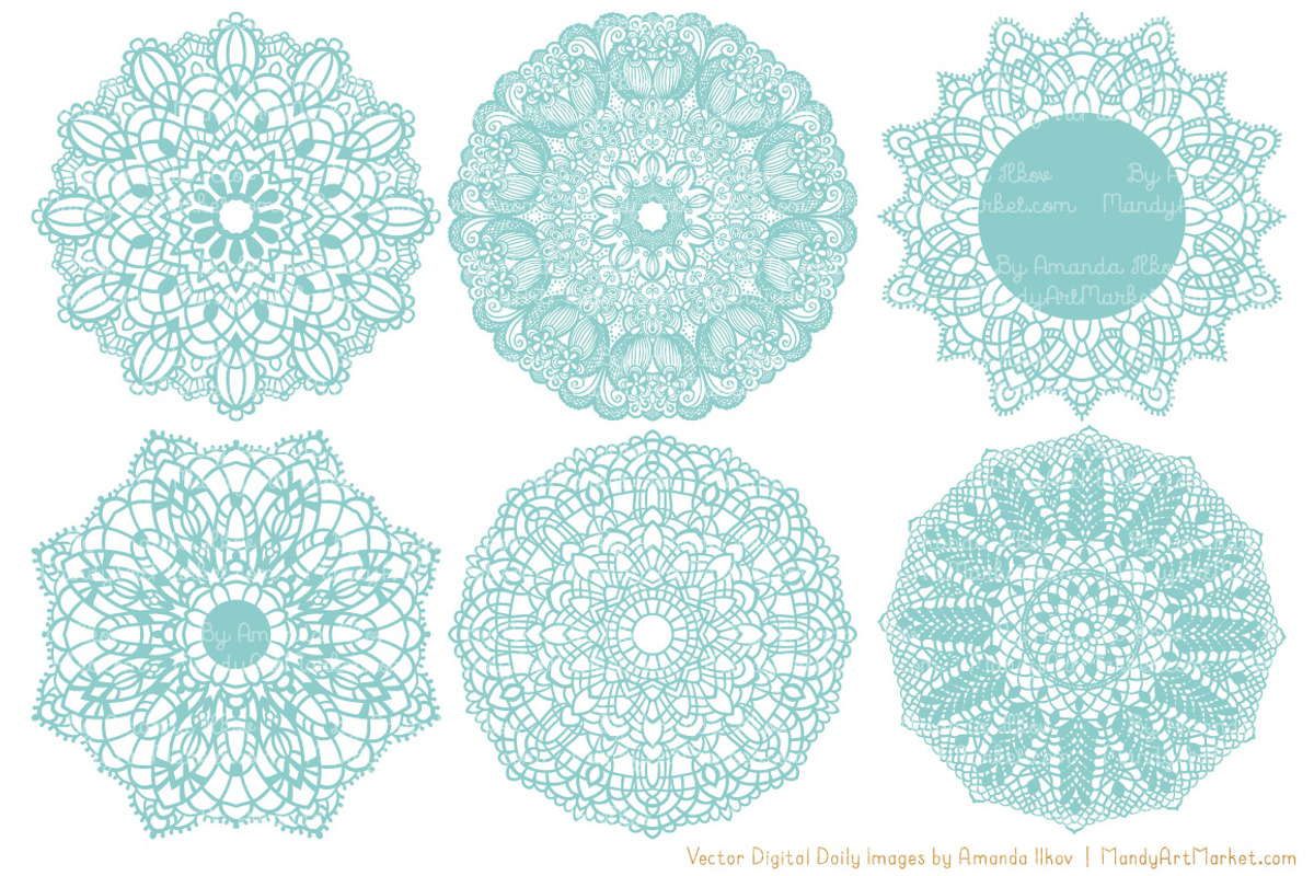 Aqua Doilies Clipart & Doily Vectors, an Illustration by Amanda Ilkov (Photo 3 of 4)