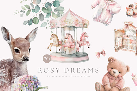 Rosy Dreams, Nursery Collection, a Decorative Illustration by Hello My Print