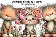 Whimsical Spring Cat Clipart, an Illustration by Daily.Designs (Thumbnail 1 of 7)