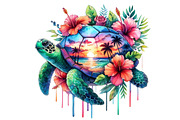 Sunset Sea Turtle Sublimation, an Animal Illustration by Designworld (Thumbnail 6 of 7)