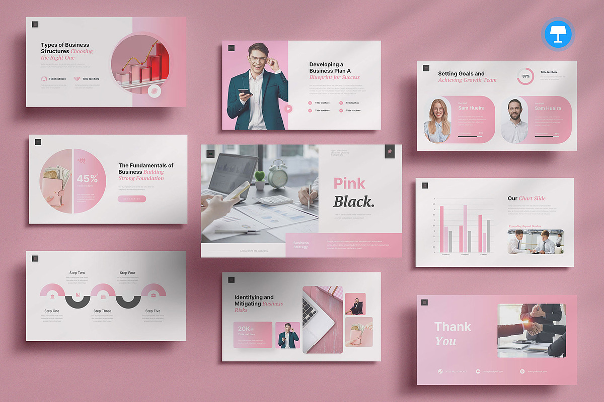 Pink Black BusinessKeynote, a Presentation Template by Pixslides (Photo 1 of 6)