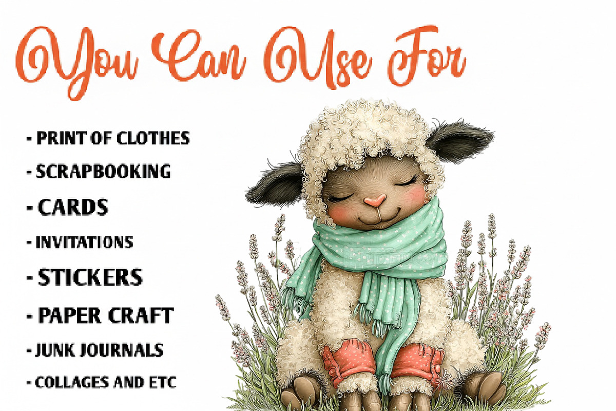 Whimsical Spring Sheep Clipart, an Illustration by CreationArt (Photo 3 of 7)