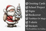 Whimsical Quirky Santa Clipart, a Seasonal Illustration by Canvas Craft (Thumbnail 3 of 10)