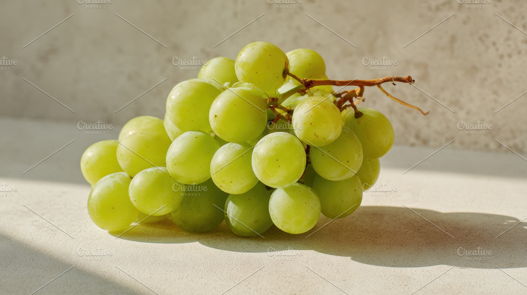 Fresh green grapes on a table, a Photo by Beautiful things