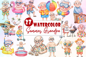 Funny Summer Grandpa Sublimation, an Illustration by Watercolor design