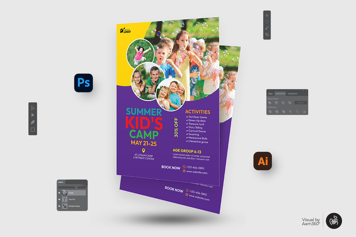 Summer Camp Flyer Template, a Flyer Template by Aam360 (Photo 2 of 3)