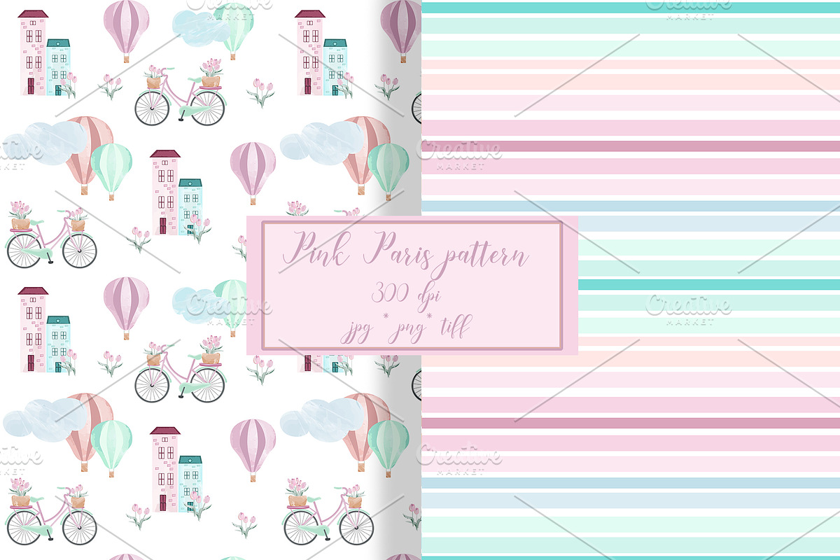 Pink Paris Seamless Patterns, a Pattern Graphic by Oksana Dovhopol Art (Photo 1 of 10)