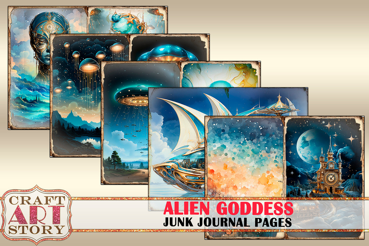 Alien Goddess Junk Journal Pages, an Object Illustration by CraftArtStory (Photo 2 of 5)