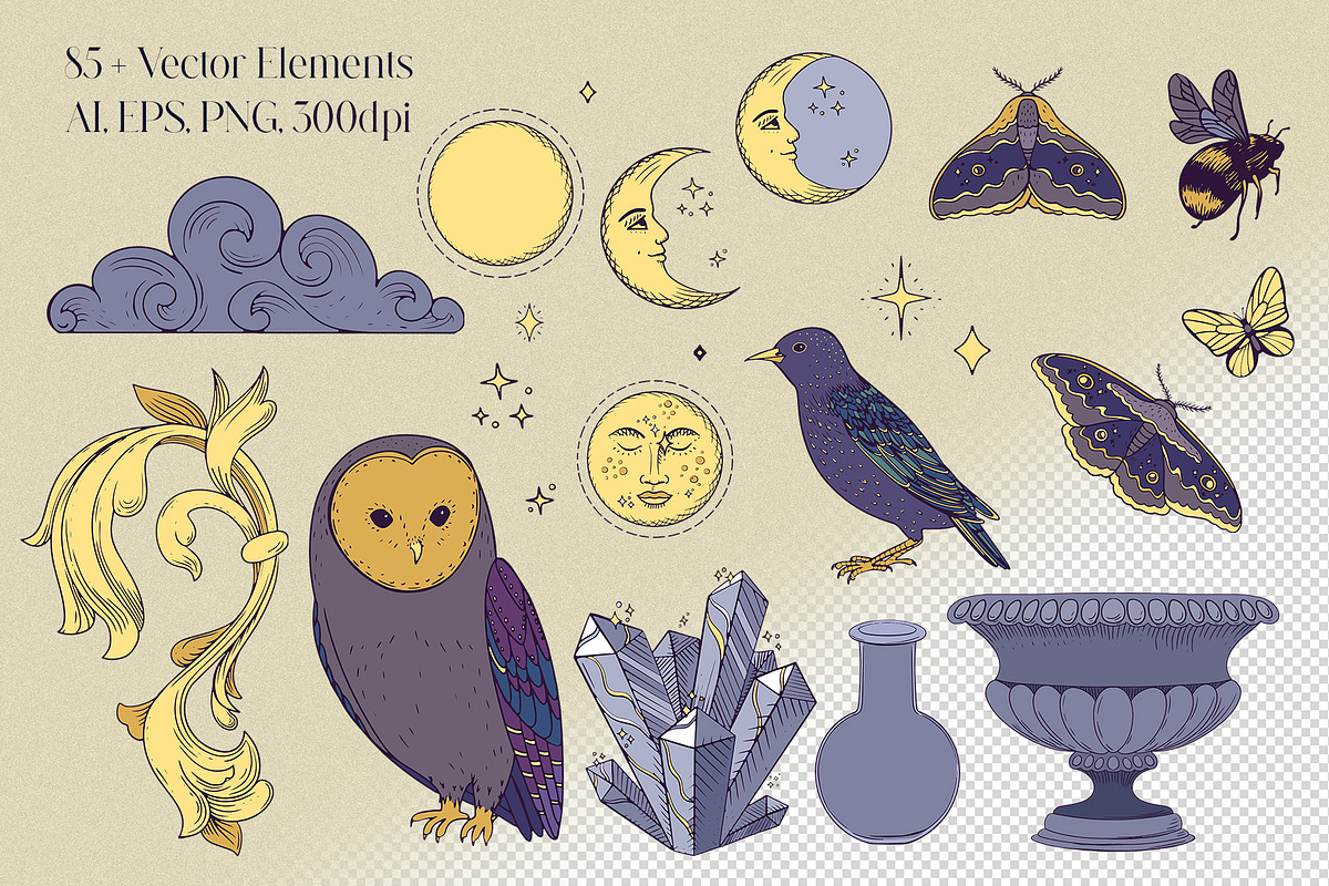 Dark Botanical Magic Clipart, a Decorative Illustration by PenguinArtStudio (Photo 4 of 18)