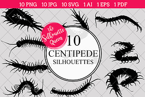 Centipede Silhouette Clipart