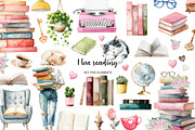 Watercolor book lover clipart, an Education Illustration by Art and Funny (Thumbnail 12 of 12)