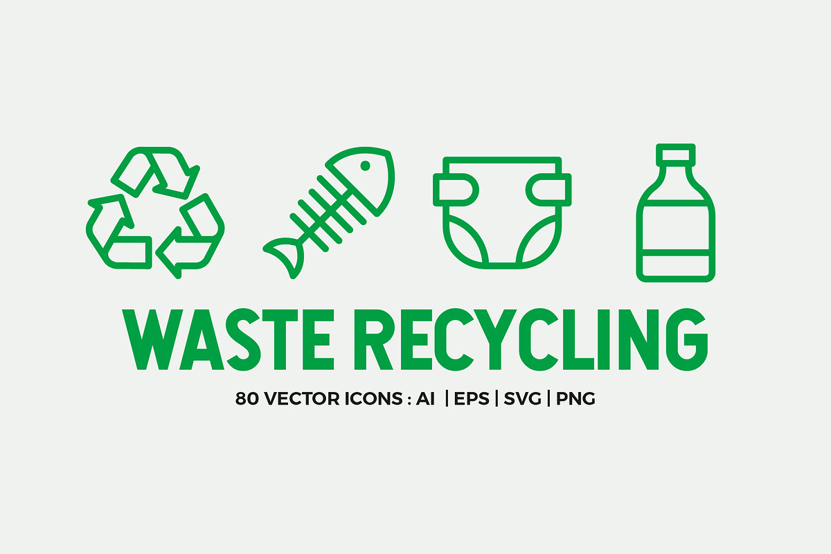Waste Recycling Line Icons, an Outline Icon by Abstracto-Create (Photo 1 of 6)