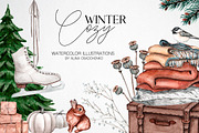 Cozy Winter watercolor collection, an Animal Illustration by CrystalinaShop (Thumbnail 1 of 4)