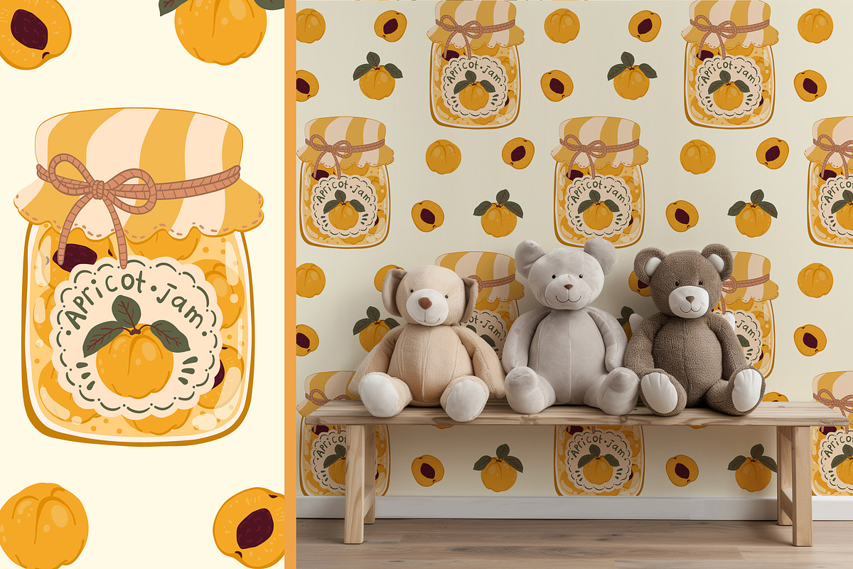 Vintage Jam Jars patterns & clipart, a Food Illustration by Carpet Tapete Pretzel (Photo 8 of 13)