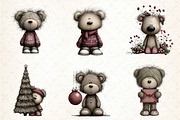 Whimsical Christmas Teddy Clipart, an Illustration by DreamCafeArt (Thumbnail 2 of 6)