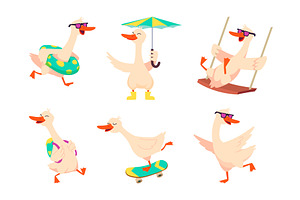 Cartoon goose. Domestic animal bird, an Animal Illustration by Onyx