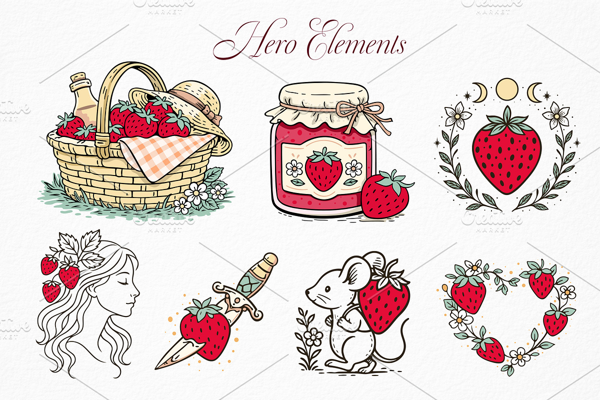 Strawberry Summer - Vector Clipart, an Object Graphic by Christine Krahl (Photo 2 of 6)