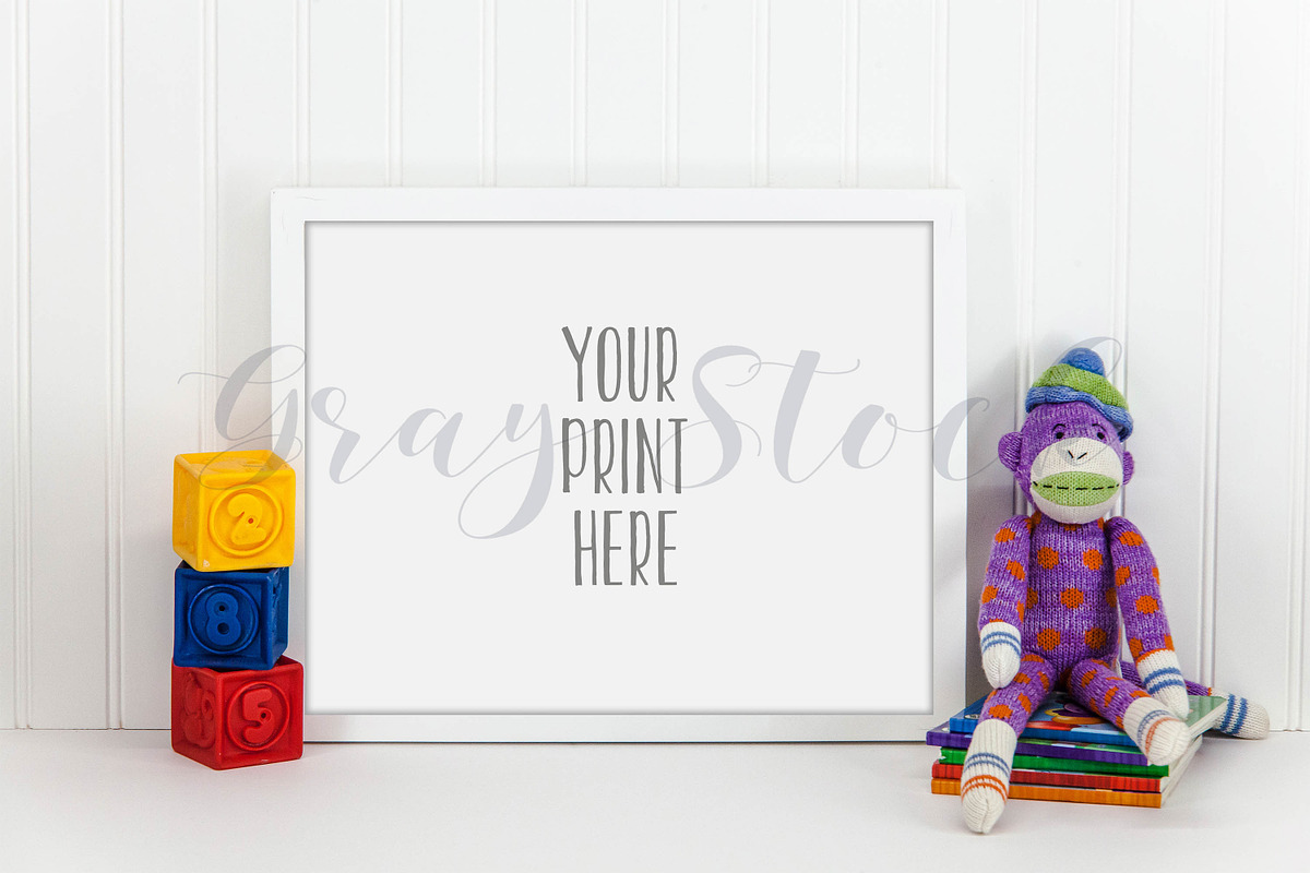 Children's White Frame Mock Up, a Print Template by Gray Stock