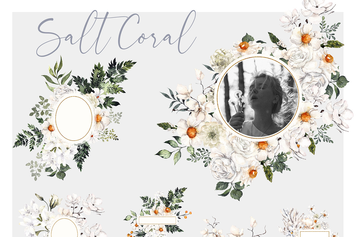 Salt Coral. Sea shell and flowers., an Object Illustration by ma_i_vi (Photo 10 of 12)